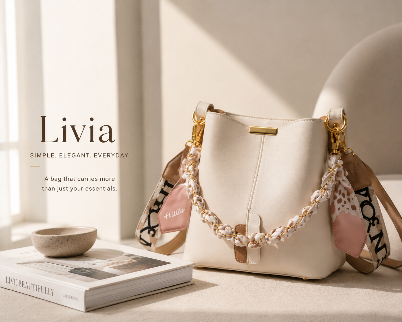 Livia handbag editorial A+ visual