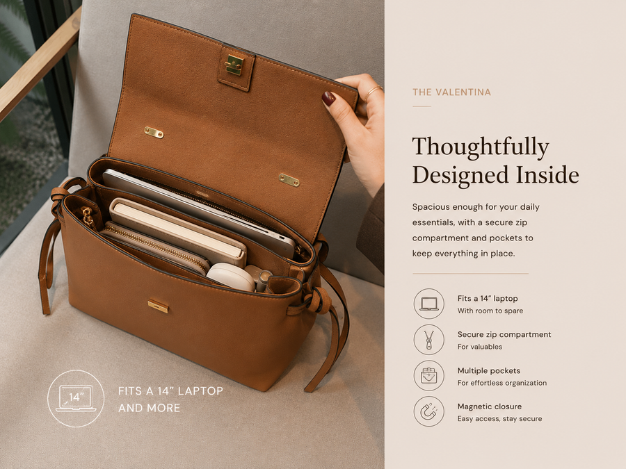 Valentina handbag interior fits 14 inch laptop editorial